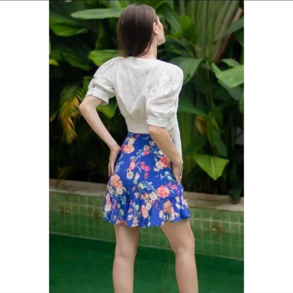 Yumi Kim Gigi Ruffled Skirt Skort in Bliss Wood Royal Blue 💙🌸Size M•NWT - Picture 6 of 10